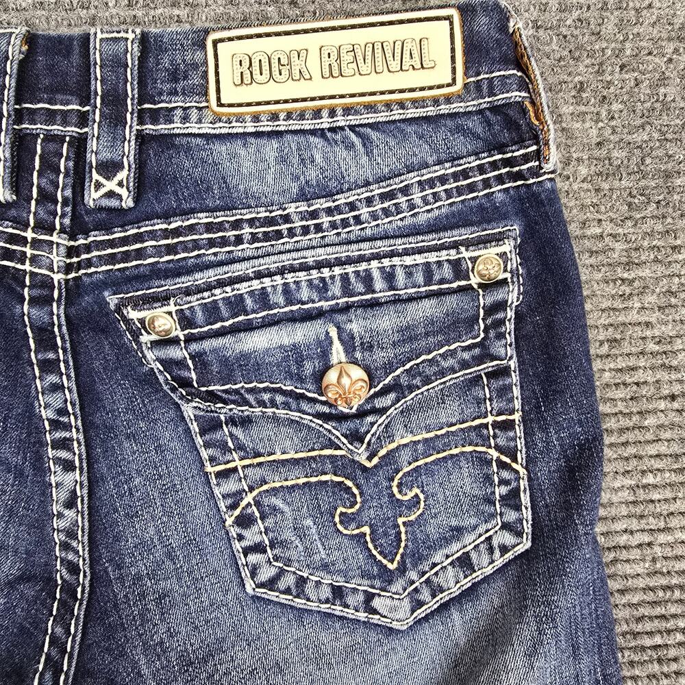 Rock Revival Jessica Skinny Jeans Womens 29 Blue Thick Stitch Flap Pocket - Picture 6 of 8